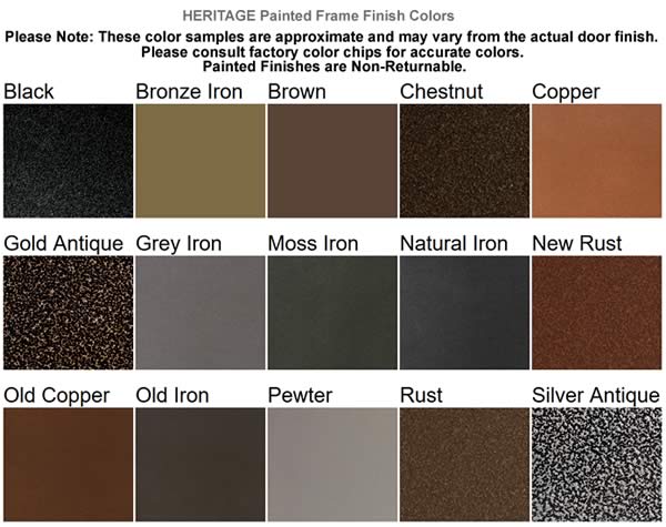 Thermo-Rite Heritage Colors Painted Frame Finishes