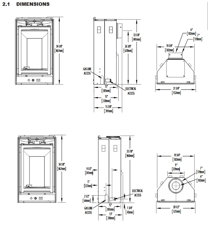 Direct Vent Gas Fireplace Dimensions