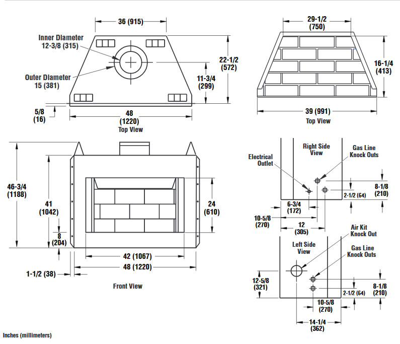 Superior 42 Wood-Burning Radiant Fireplace - White Stacked Refractory  Panels - WRT3042WSI