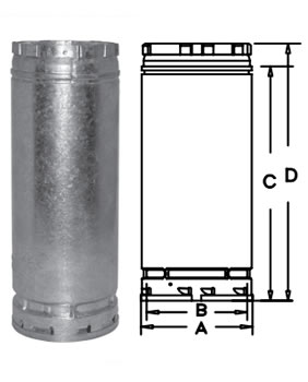 Chimney Pipe / Venting Pipe :: Gas Piping :: 24 inch :: DuraVent Type B Gas  Vent 24 :: DuraVent 24 Round B-Vent 36 Length Pipe - 24BV36