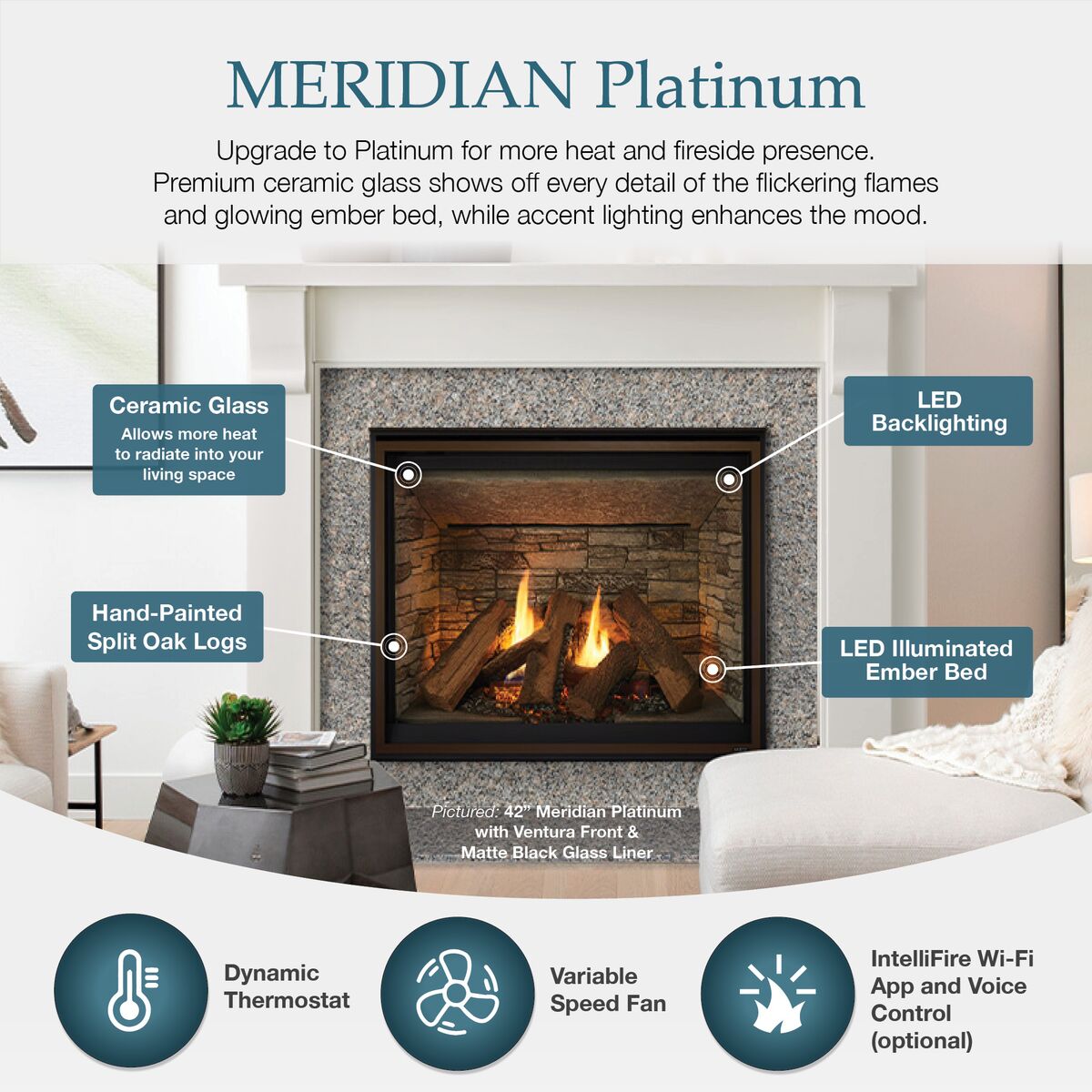 Majestic Meridian Platinum Series Gas Fireplace Graphic