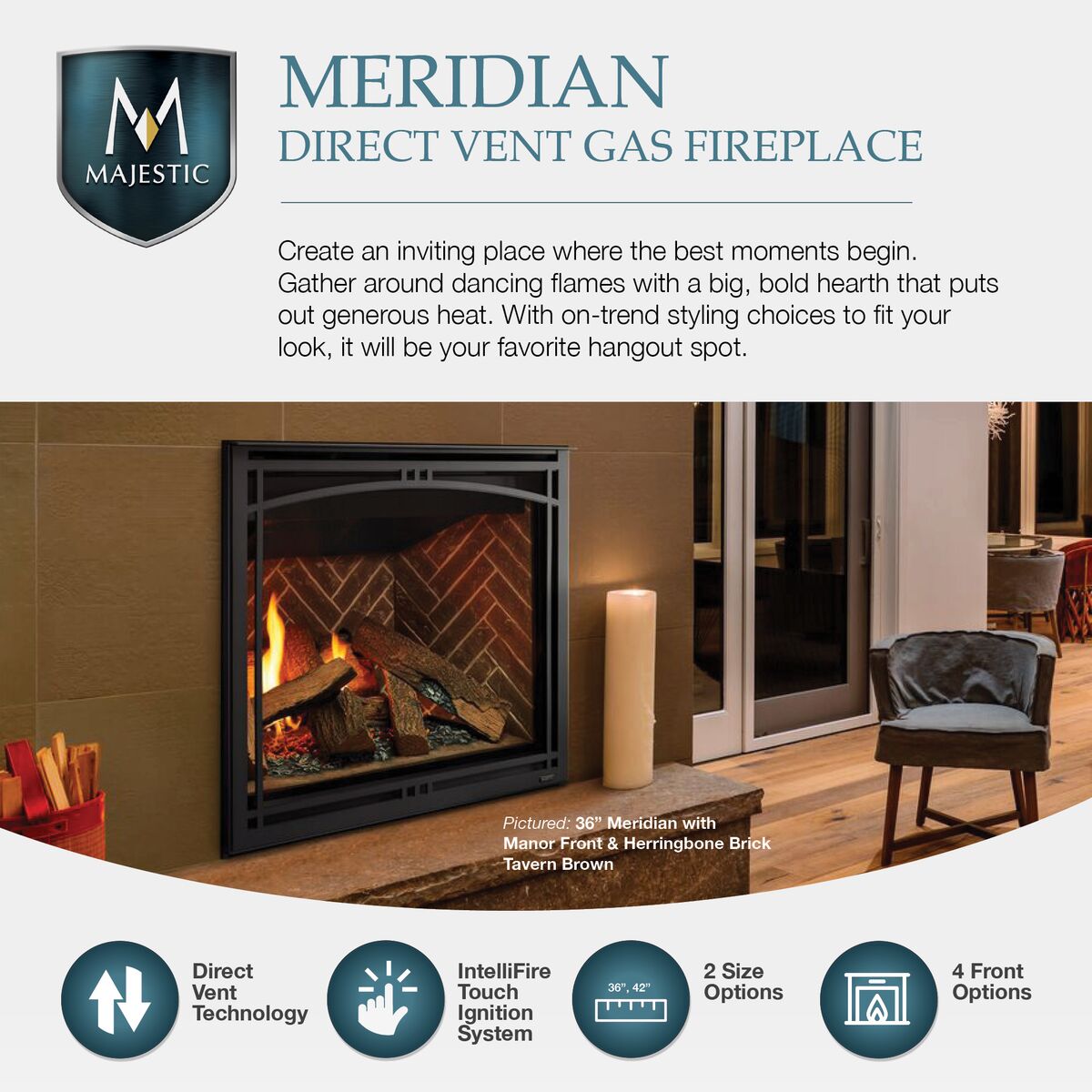 Majestic Meridian Series Gas Fireplace