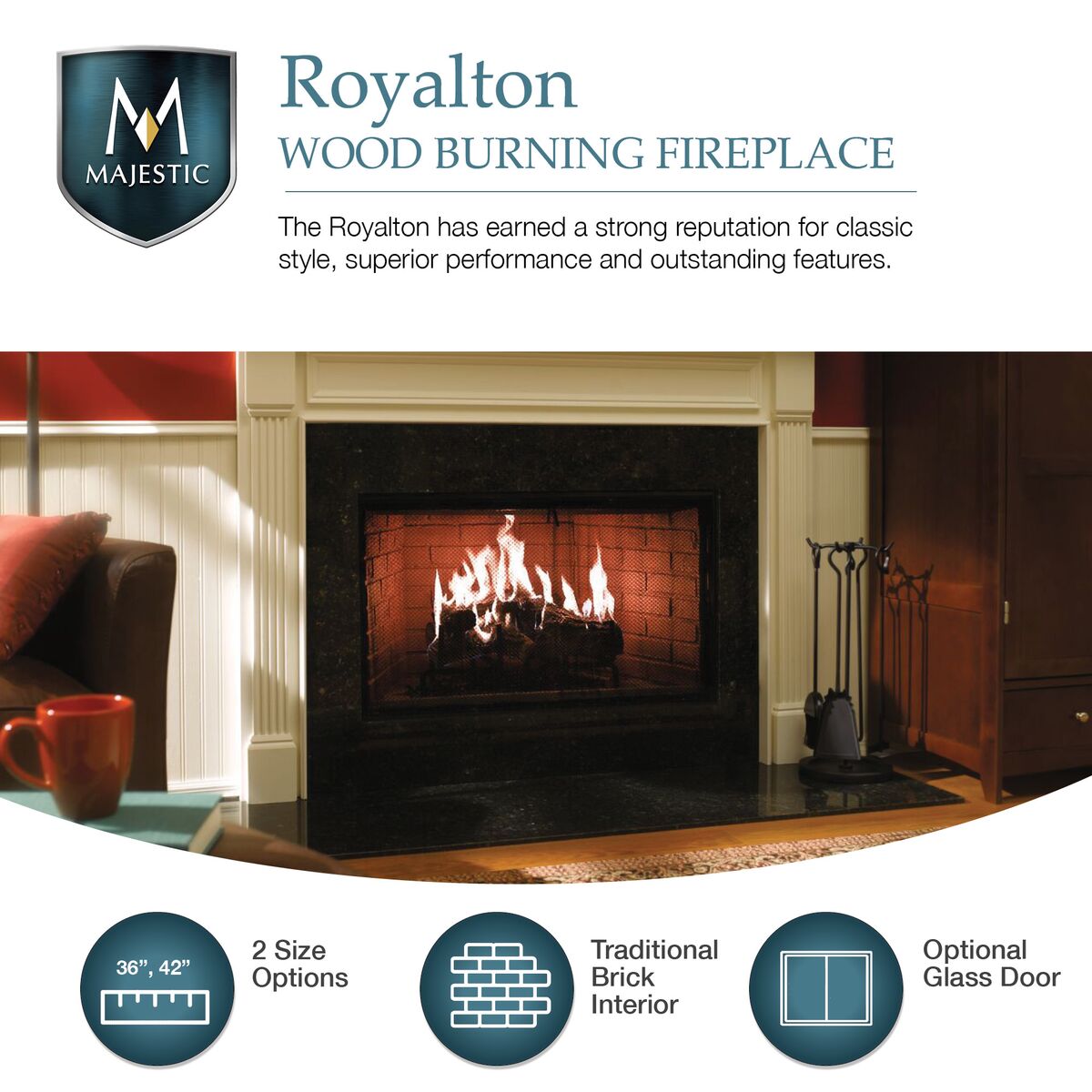 Majestic Royalton Radiant Wood Burning Fireplace - BE36/BE42