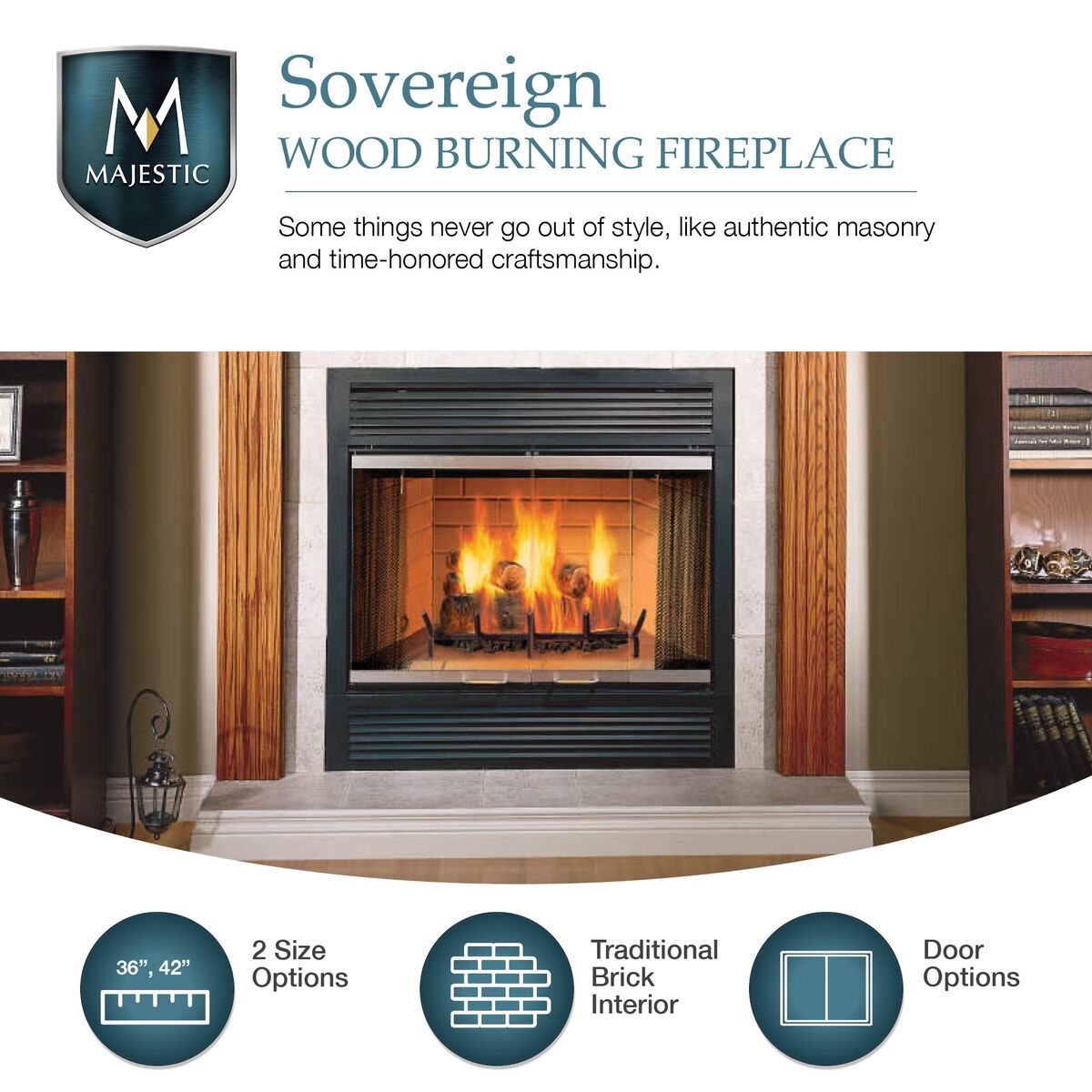 Majestic Sovereign Radiant / Heat Circulating Wood Burning Fireplace