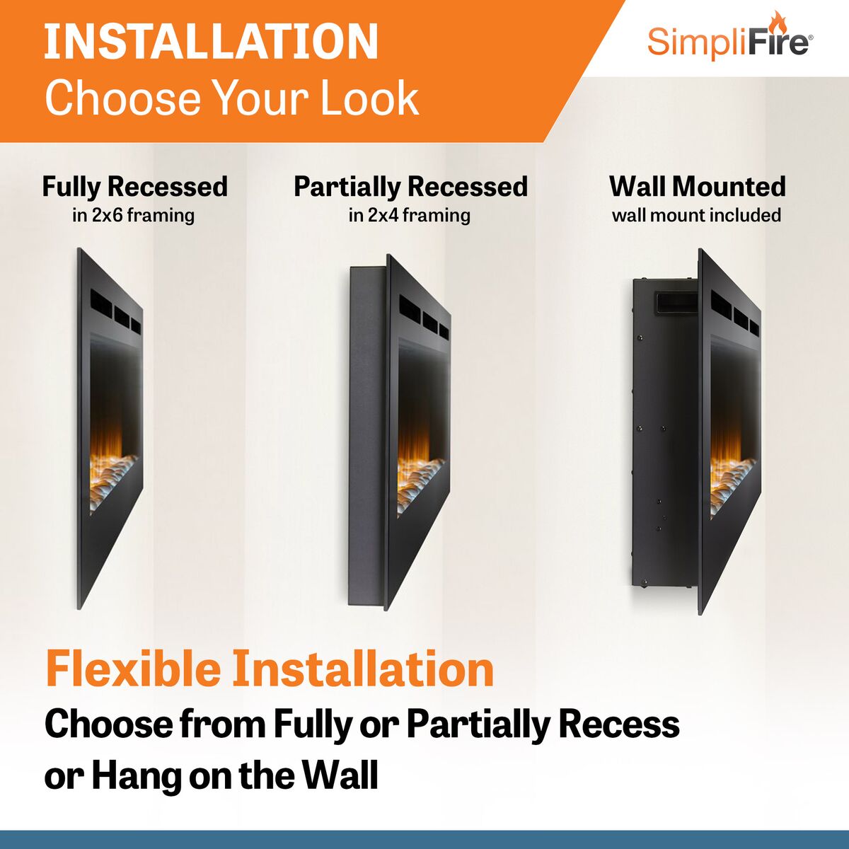 SimpliFire Allusion Recessed Linear Electric Fireplace - Installation