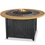UniFlame LP Gas Outdoor Firebowl With Slate And Faux Wood Mantel - GAD1362SP