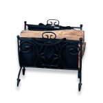 Uniflame Heavy Weight Black Wrought Iron Log Holder w Canvas Carrier
