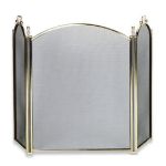 Uniflame 3 Fold Large Diameter Polished Brass Screen with Woven Mesh