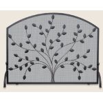 Uniflame Single Panel Black Wrought Iron Screen With Leaves - S-1073