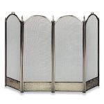 Uniflame 4 Fold Antique Brass Screen with Decorative Filigree - S-4645
