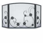 Napa Forge 3 Panel Forged Sun Flower Scroll Screen - Black - 19225