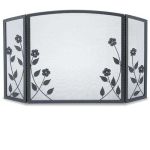 Napa Forge 3 Panel Forged Floral Screen - Black - 19228