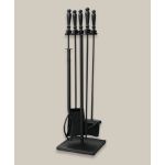 Uniflame 5 Piece Black Fireset With Ball Handles And Square Base - F-1051
