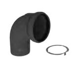 M&G DuraVent 2" PolyPro 90 Degree Elbow UV Black with Locking Band - 2PPS-E90BL