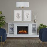 Real Flame Winterset 74 Slim Electric Fireplace TV Stand in White - 8022E-W