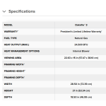 Napoleon Oakville Gas Insert w/Logs specs