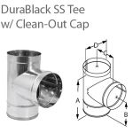 DuraVent 6'' DuraBlack SS Tee with Clean-Out Cap - Stainless Steel - 1655SS // 6DBK-TSS