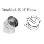 DuraVent 6'' DuraBlack SS 45 Degree Elbow - Stainless Steel - 1645SS // 6DBK-E45SS