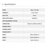 Stylus Cara Elite Electric Fireplace specs