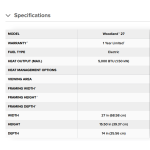 Napoleon Woodland 27 Electric Log Set specs
