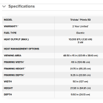Napoleon Trivista 50 Three-Sided Electric Fireplace Specs