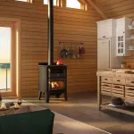 Drolet Bistro Large Wood Cookstove installed in kitchen