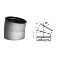M&G DuraVent 16'' DuraTech 15 Degree Elbow - Stainless Steel - 99464SS // 16DT-E15SS