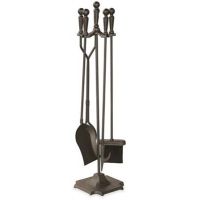 Uniflame 5 Pc Bronze Fireset With Ball Handles Pedestal Base - F-1634