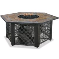 UniFlame LP Gas Outdoor Firebowl With Slate Tile Mantel - GAD1374SP