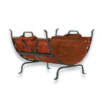 Uniflame Olde World Iron Log Holder with Suede Leather Carrier W-1189