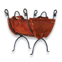 Uniflame Olde World Iron Log Holder with Suede Leather Carrier W-1196
