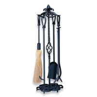 Uniflame 5 Piece Heavy Weight Black Wrought Iron Fireset - F-1197