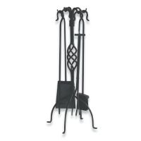 Uniflame 5 Piece Black Wrought Iron Fireset - F-1053