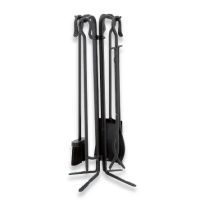 Uniflame 5 Piece Black Wrought Iron Fireset with Crook Handles