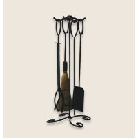 Uniflame 5 Piece Black Wrought Iron Fireset With Ring Handles - F-1187B
