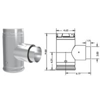 DuraVent PelletVent Pro Increaser Adapter Tee w/ Clean-Out Tee Cap - BLACK (Galvalume shown) - 3PVP-TADX4B1