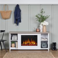 Real Flame Tramore 62 Slim Electric Fireplace TV Stand in White - 13055E-WHT