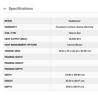 Napoleon Castlemore Gas Stove specs