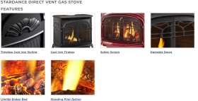 Vermont Castings Stardance Direct Vent Gas Stove Features