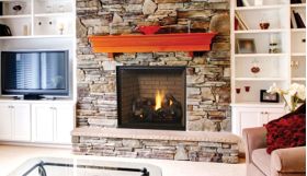 Superior 45" Direct-Vent Fireplace, Top Vent, Front View, Louverless - DRT6345