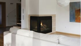 Astria Libra 40 Direct Vent Gas Fireplace - Top/Rear Combo - Peninsula - Louverless - LIBRA40C