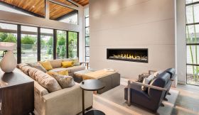 Living room with fireplace