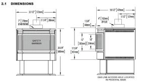 Napoleon-GDS28-direct-vent-gas-stove-dimensions