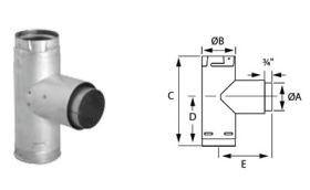 Security Chimneys 4" Secure Pellet Adapter Tee with Clean-Out Tee Cap (Black) - 4SPVBTAB