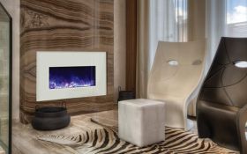 Amantii Medium Insert Electric Fireplace with White Glass Surround - INSERT-30-4026-WHTGLS
