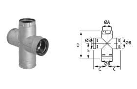 Security Chimneys 3" Secure Pellet Double Tee with Clean-Out Tee Cap - 3SPVTX