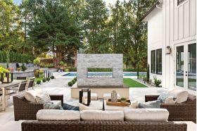 Galaxy Outdoor 62-inch Fireplace by the pool