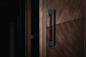 Napoleon Hayworth Media Console with 30 Inch Firebox cabinet hardware detail