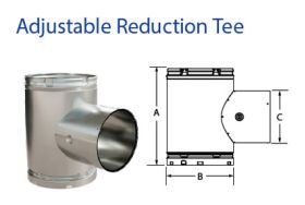 DuraVent 10 B-Vent 10x10x8 Adjustable Reducing Tee - 10BVTR8A