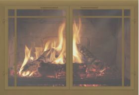 Thermo-Rite Normandy Contemporary Custom Glass Fireplace Door - Welded Aluminum - NORMANDY-CONTEMPORARY (shown in Textured Bronze Iron)